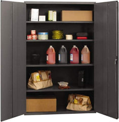 Durham - 4 Shelf Locking Storage Cabinet - Steel, 48" Wide x 24" Deep x 72" High, Gray - Americas Industrial Supply