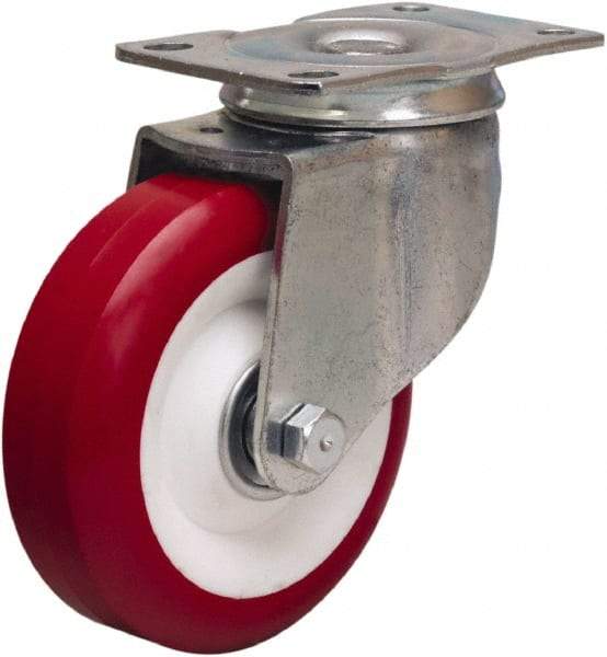 Hamilton - 4" Diam x 1-3/8" Wide x 5" OAH Top Plate Mount Swivel Caster - Polyurethane Mold on Polypropylene, 325 Lb Capacity, Sealed Precision Ball Bearing, 2-1/2 x 3-3/4" Plate - Americas Industrial Supply