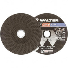 WALTER Surface Technologies - 6" 46 Grit Aluminum Oxide Cutoff Wheel - 1/16" Thick, 7/8" Arbor, 10,200 Max RPM, Use with Angle Grinders - Americas Industrial Supply