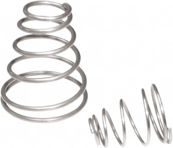 Associated Spring Raymond - 24.77mm OD, 1.6mm Wire, 3/4" Free Length, Cone Spring - 22.92 Lb Spring Rating, 63.56 N Max Work Load, Stainless Steel - Americas Industrial Supply