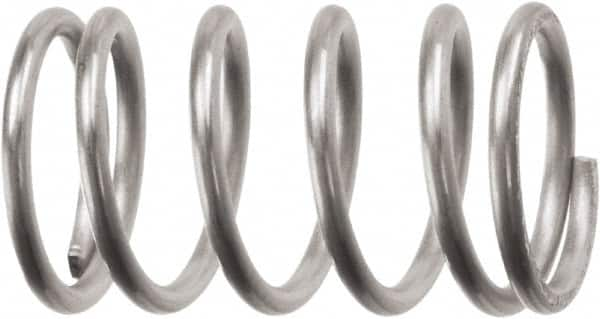 Associated Spring Raymond - 4.57mm OD, 0.46mm Wire, 9.65mm Free Length, Compression Spring - 7.75 Lb Spring Rating, 4.85 N Max Work Load, Stainless Steel - Americas Industrial Supply