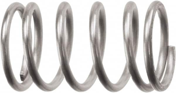 Associated Spring Raymond - 49.2mm OD, 4.5mm Wire, 3-1/2" Free Length, Compression Spring - 42.57 Lb Spring Rating, 264.12 N Max Work Load, Stainless Steel - Americas Industrial Supply