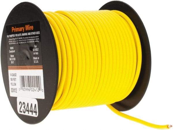 EastPenn - 14 AWG Automotive Plastic Insulated, Single Conductor Wire - 100' Long, Yellow - Americas Industrial Supply