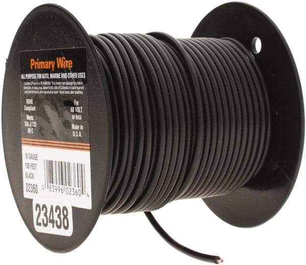 EastPenn - 16 AWG Automotive Plastic Insulated, Single Conductor Wire - 100' Long, Black - Americas Industrial Supply