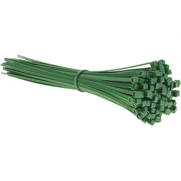 Value Collection - 11.9" Long Green Nylon Standard Cable Tie - 50 Lb Tensile Strength, 84mm Max Bundle Diam - Americas Industrial Supply