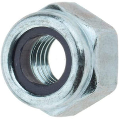 Value Collection - 1/4-28 UNF Grade 2 Hex Lock Nut with Nylon Insert - 7/16" Width Across Flats, 19/64" High, Zinc-Plated Finish - Americas Industrial Supply