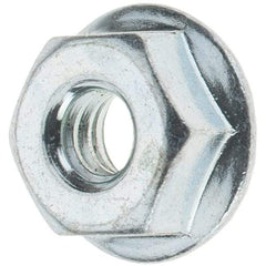 Value Collection - #10-24, 1/2" Flange Diam, Serrated Flange Nut - Grade Grade 2 Steel, Zinc-Plated Finish, 7/32" Flange Height - Americas Industrial Supply