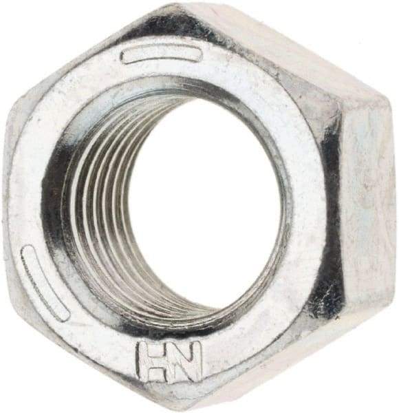 Value Collection - 3/8-24 UN Steel Right Hand Hex Nut - 9/16" Across Flats, 21/64" High, Zinc Clear Finish - Americas Industrial Supply