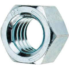 Value Collection - 3/8-16 UNC Steel Right Hand Hex Nut - 9/16" Across Flats, 21/64" High, Zinc Clear Finish - Americas Industrial Supply