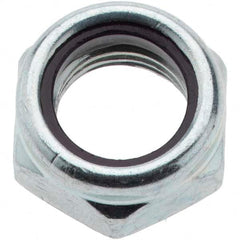 Value Collection - 7/16-20 UNF Grade 2 Hex Jam Lock Nut with Nylon Insert - 11/16" Width Across Flats, 21/64" High, Zinc-Plated Finish - Americas Industrial Supply