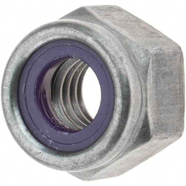 Value Collection - 5/16-18 UNC Grade 2 Heavy Hex Lock Nut with Nylon Insert - 9/16" Width Across Flats, 7/16" High, Uncoated - Americas Industrial Supply