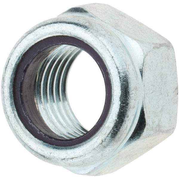 Value Collection - 7/16-20 UNF Grade 2 Hex Lock Nut with Nylon Insert - 11/16" Width Across Flats, 15/32" High, Zinc-Plated Finish - Americas Industrial Supply