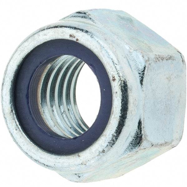 Value Collection - 1/2-13 UNC Grade 2 Hex Lock Nut with Nylon Insert - 3/4" Width Across Flats, 39/64" High, Zinc-Plated Finish - Americas Industrial Supply