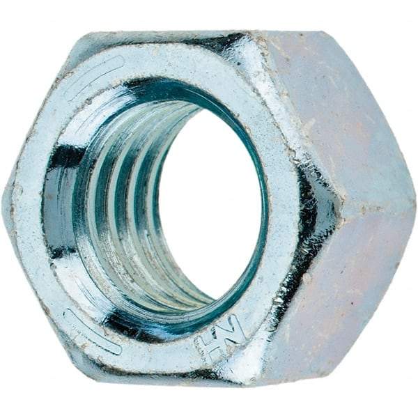 Value Collection - 1/2-13 UNC Steel Right Hand Hex Nut - 3/4" Across Flats, 7/16" High, Zinc Clear Finish - Americas Industrial Supply