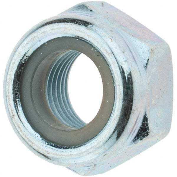 Value Collection - M10x1.00 Metric Fine Grade 8 Hex Lock Nut with Nylon Insert - 10mm High, Zinc-Plated Finish - Americas Industrial Supply