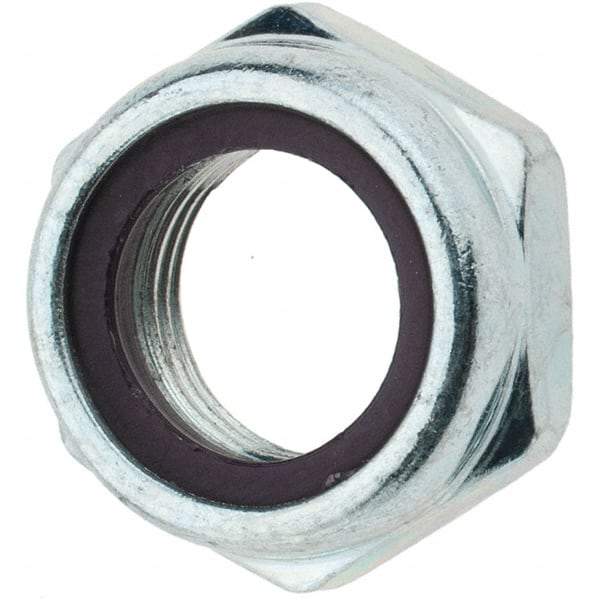 Value Collection - 5/8-18 UNF Grade 2 Hex Jam Lock Nut with Nylon Insert - 15/16" Width Across Flats, 13/32" High, Zinc-Plated Finish - Americas Industrial Supply