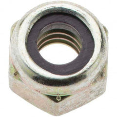 Value Collection - 1/4-20 UNC Grade 8 Hex Lock Nut with Nylon Insert - 7/16" Width Across Flats, 5/16" High, Zinc Yellow Dichromate Finish - Americas Industrial Supply