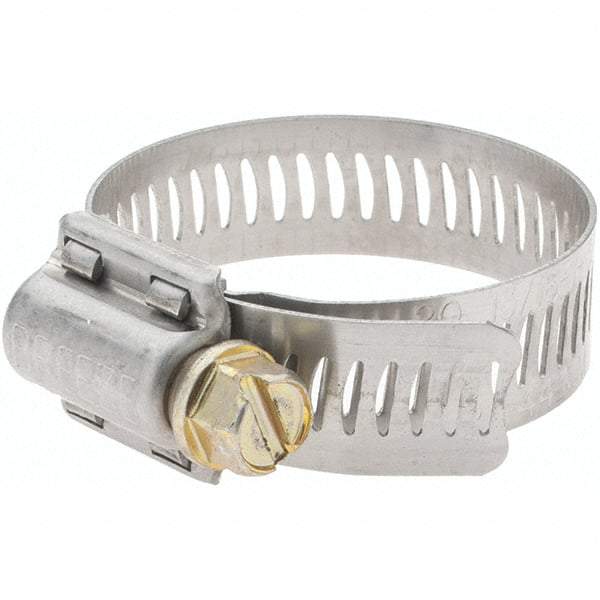 Made in USA - SAE Size 20, 13/16 to 1-3/4" Diam, Stainless Steel Worm Drive Clamp - Americas Industrial Supply