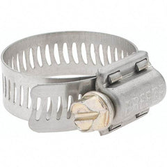 Made in USA - SAE Size 16, 13/16 to 1-1/2" Diam, Stainless Steel Worm Drive Clamp - Americas Industrial Supply