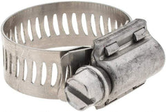 Made in USA - SAE Size 12, 11/16 to 1-1/4" Diam, Stainless Steel Worm Drive Clamp - Americas Industrial Supply