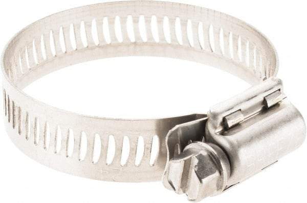 Made in USA - SAE Size 24, 1-1/16 to 2" Diam, Stainless Steel Worm Drive Clamp - Americas Industrial Supply