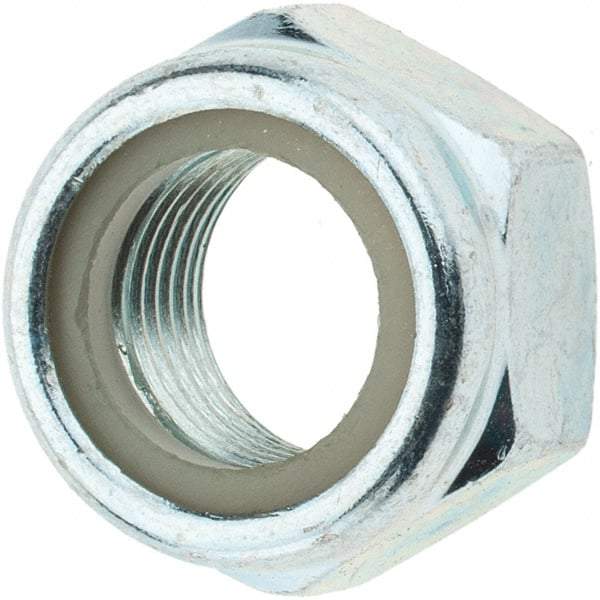 Value Collection - M16x1.50 Metric Fine Grade 8 Hex Lock Nut with Nylon Insert - 16mm High, Zinc-Plated Finish - Americas Industrial Supply