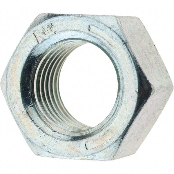 Value Collection - 3/8-24 UN Steel Right Hand Hex Nut - 9/16" Across Flats, 21/64" High, Zinc Clear Finish - Americas Industrial Supply