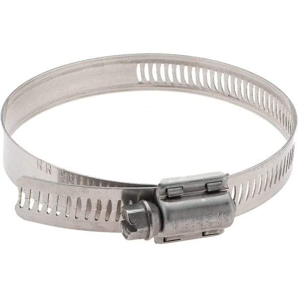 Made in USA - SAE Size 52, 2-13/16 to 2-3/4" Diam, Stainless Steel Worm Drive Clamp - Americas Industrial Supply