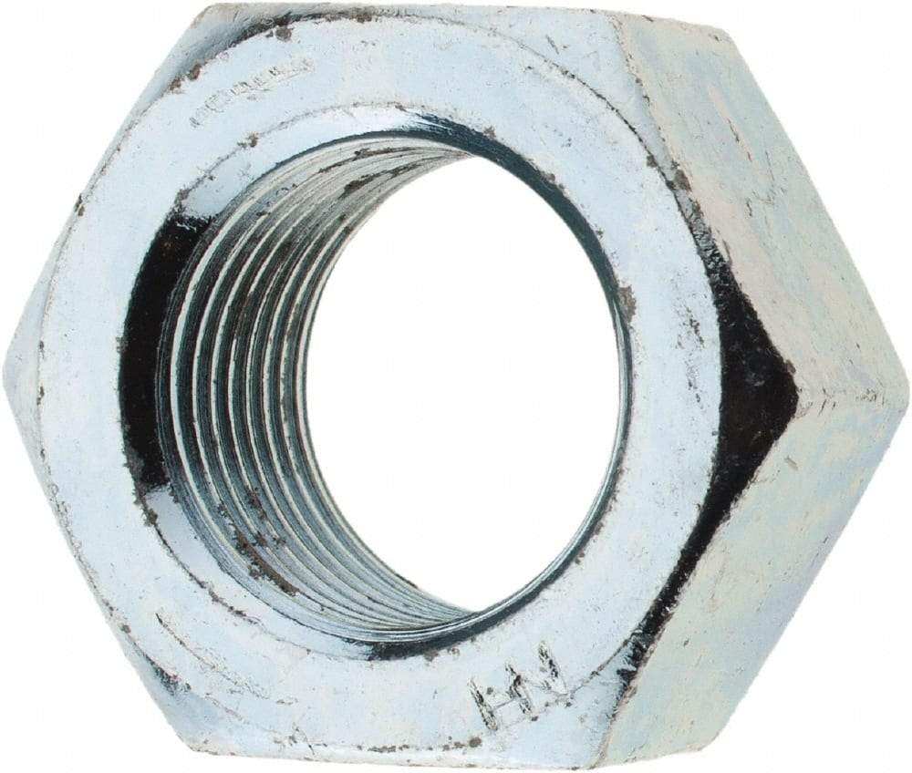 Value Collection - 3/4-16 UNF Steel Right Hand Hex Nut - 1-1/8" Across Flats, 0.6406" High, Zinc Clear Finish - Americas Industrial Supply