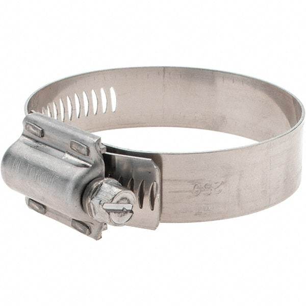 Made in USA - 1-3/4 to 2-5/8" Diam, Stainless Steel High Torque Worm Drive Clamp - Americas Industrial Supply