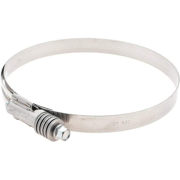 Made in USA - 5-1/4 to 6-1/8" Diam, Stainless Steel Auto-Adjustable Worm Drive Clamp - 5/6" Wide - Americas Industrial Supply