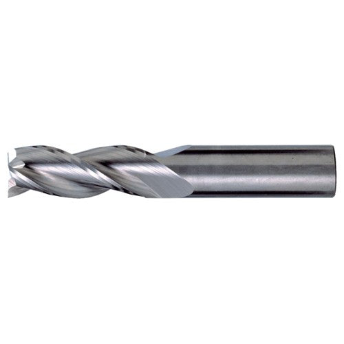 1/2″ × 1/2″ × 2″ × 4″ RHS / RHC Solid Carbide 3-Flute Square End High-Performance End Mill for Aluminum - Bright - Exact Industrial Supply