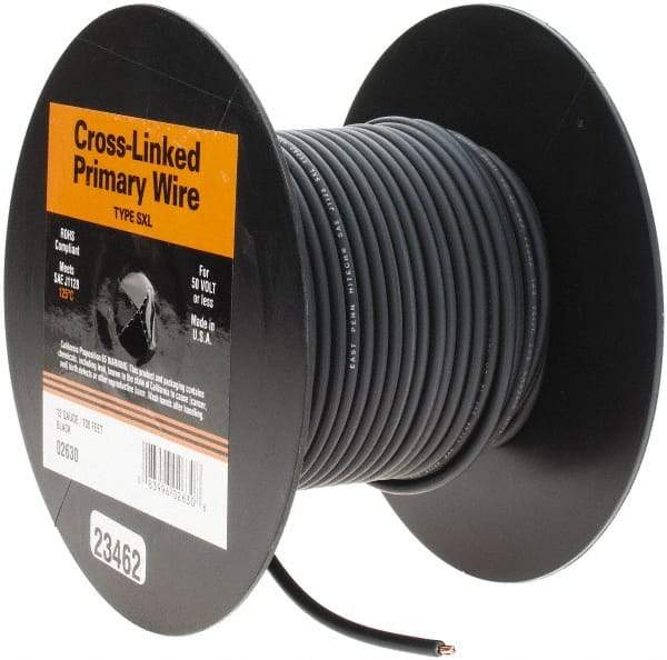 EastPenn - 12 AWG Automotive Cross-Linked Polyethylene Wire - 100' Long, Black - Americas Industrial Supply