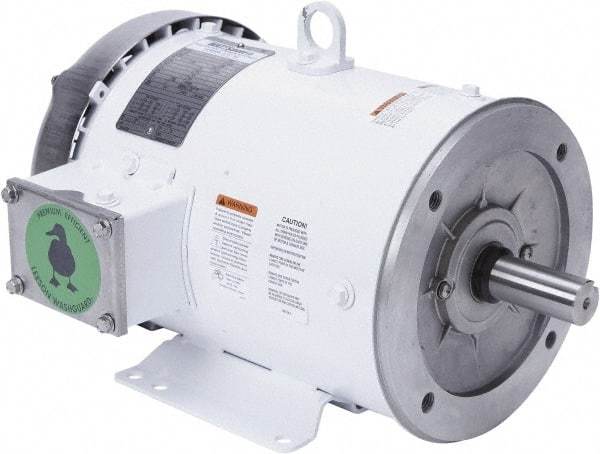 Leeson - 5 Max hp, 1,800 Max RPM, Premium Efficient Electric AC DC Motor - 230/460 V Input, Three Phase, 184TC Frame, C-Face with Base Mount, TEFC Enclosure - Americas Industrial Supply