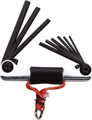 Proto - 9 Piece Fold-Up Tethered Hex Key Set - Hex Range 5/64 to 1/4", Steel - Americas Industrial Supply
