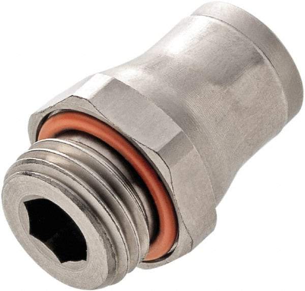Legris - 8mm Outside Diam, 1/4 BSPP, Stainless Steel Push-to-Connect Tube Male Connector - 435 Max psi, Tube to Male BSPP Connection, FKM O-Ring - Americas Industrial Supply