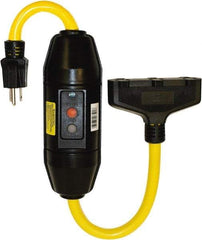 Tower - 3 Outlet, 125 Volt, 20 Amp Rating, 4 to 6 mA Max Surge, Inline, Manual, Commercial, Industrial GFCI - 2 Ft. Long Cord, 5-15P and (3)R NEMA Configuration, Polycarbonate Housing - Americas Industrial Supply