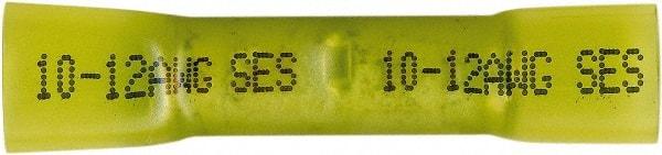 Value Collection - 12 to 10 AWG Compatible, Heat Shrink & Polyolefin Fully Insulated, Crimp-On Butt Splice Terminal - Yellow - Americas Industrial Supply