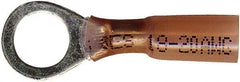 Value Collection - 22-18 AWG Partially Insulated Crimp Connection Circular Ring Terminal - 3/8" Stud, Copper Contact - Americas Industrial Supply