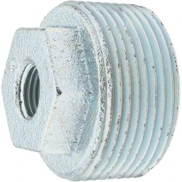 Made in USA - Size 1-1/4 x 1/4", Class 150, Malleable Iron Galvanized Pipe Hex Bushing - 150 psi, Threaded End Connection - Americas Industrial Supply