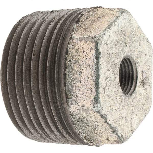 Made in USA - Class 150, 1 x 1/8" Galvanized Pipe Hex Bushing - Threaded, Malleable Iron - Americas Industrial Supply