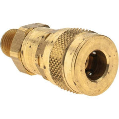 Parker - 1/4-18 Male NPT Universal Pneumatic Hose Coupler - Brass, 1/4" Body Diam - Americas Industrial Supply