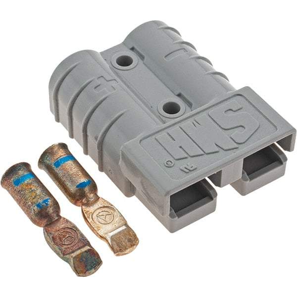 Made in USA - 6 AWG, 600 V, 50 A, Silver-Plated Copper Battery Connector - Gray - Americas Industrial Supply