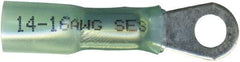 Made in USA - 16-14 AWG Partially Insulated Solder Connection Ring Terminal - #8 Stud, Copper Contact - Americas Industrial Supply