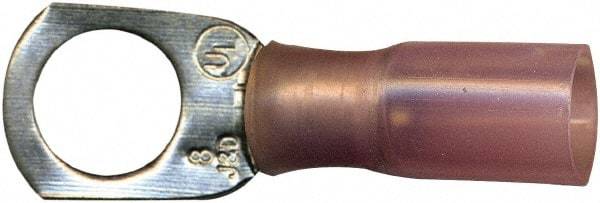 Value Collection - 8 AWG Partially Insulated Crimp Connection D Shaped Ring Terminal - 3/8" Stud, Copper Contact - Americas Industrial Supply