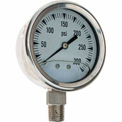 Value Collection - 2-1/2" Dial, 1/4 Thread, 0-300 Scale Range, Pressure Gauge - Americas Industrial Supply