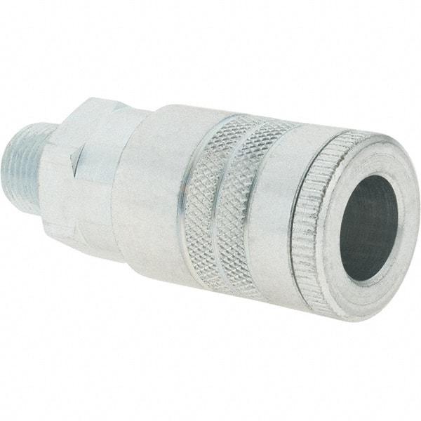 Parker - 3/8-18 Male NPTF Tru-Flate Automotive Pneumatic Hose Coupler - Steel, 1/2" Body Diam - Americas Industrial Supply