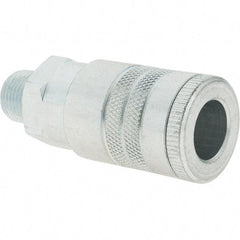 Parker - 3/8-18 Male NPTF Tru-Flate Automotive Pneumatic Hose Coupler - Steel, 1/2" Body Diam - Americas Industrial Supply