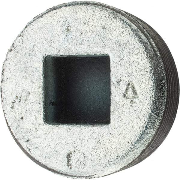 Made in USA - Size 2", Class 150, Malleable Iron Galvanized Pipe Countersunk Square Plug - 150 psi, Threaded End Connection - Americas Industrial Supply