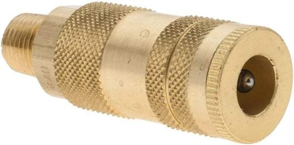 Parker - 1/4-18 Male NPT Pneumatic Hose Coupler - Brass, 1/4" Body Diam - Americas Industrial Supply